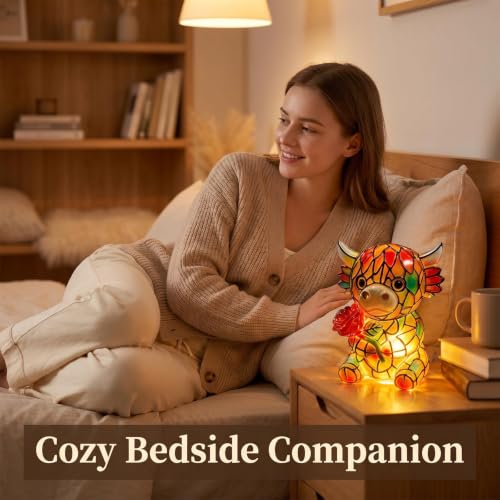 Image of Neioaas Cow Table Lamp, Highland Yak Night Light (D)