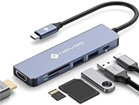 NOVOO USB C Hub 4K@60Hz HDMI USB C Adapter MacBook Adapter mit 100W PD,4K 60Hz HDMI,2 USB-A 3.0 Datenanschlüssen, SD/TF Multiport Dock für MacBook Pro/Air Dell Surface Lenovo und mehr Typ C Geräten