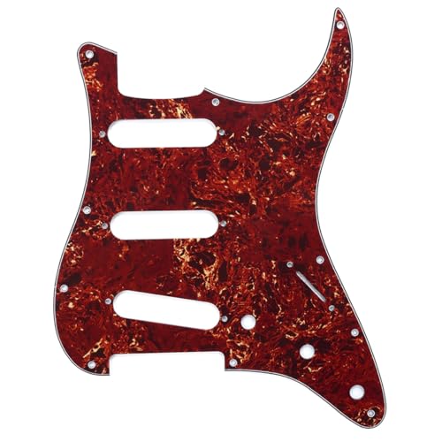Image of Musiclily SSS 11 Hole Strat Guitar Pickguard for Fender USA /Mexican Made Standard Stratocaster Modern Style, 4Ply Vintage Tortoise