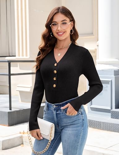 Blooming Jelly Womens Dressy Sweater V Neck Pullover Lightweight Long Sleeve Bussines Casual Tops Fall Old Money Clothes2