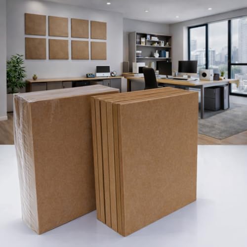Image of MMT Acoustix Premium Felt Acoustic Panels for Offices, Bedrooms & Studios | Sustainable PET Felt Panels for Echo Reduction & Sound Absorption | 1x1 ft, 9mm Thick | Camel - Pack of 16