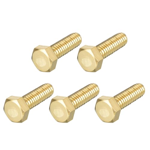 Image of METALLIXITY Hex Head Screw Bolt (5 /16-18x1) 5Pcs, Brass Fully Threaded Solid Brass Hex Bolts Machine Screws - for Machinery Repair