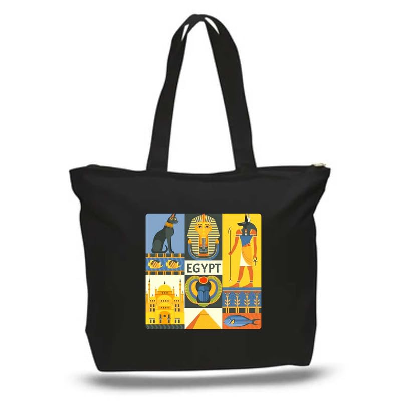 Roundsun Eco-Friendly Printed Black Canvas Horizontal Tote Bag Artistic Design Collection (Black) (Egypt) (B0CNB9H2S7) Amazon Price History, Amazon Price Tracker