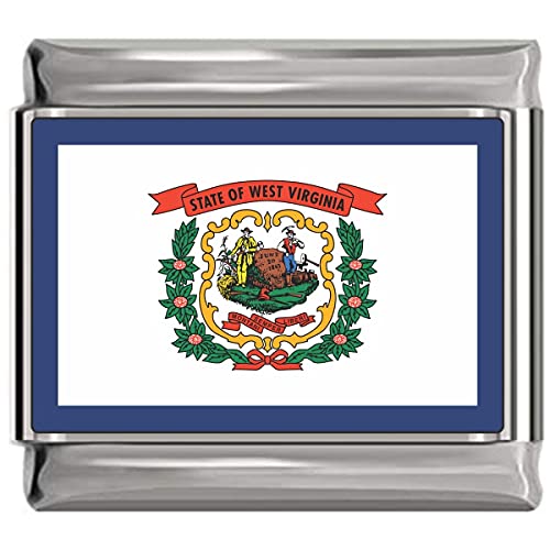 NewCharms State of West Virginia Photo Flag Italian Charm Bracelet