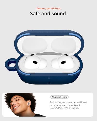 Image of Spigen for AirPods Pro 3 Case, Carabiner Included, Shock-Proof, Light & Compact Cover, (Spigen Vault) - Navy Blue