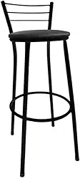 Banqueta de Bar Alta com Encosto - Para Cozinha Americana e Área de Lazer (Preto)
