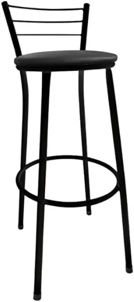 Banqueta de Bar Alta com Encosto - Para Cozinha Americana e Área de Lazer (Preto)