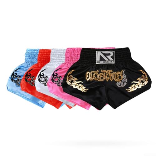 HpLive MMA Muay Thai Pantalones cortos de entrenamiento, pantalones cortos unisex para boxeo, fitness, transpirables, cintura elástica, patrón estampado (S blanco) - imagen 7