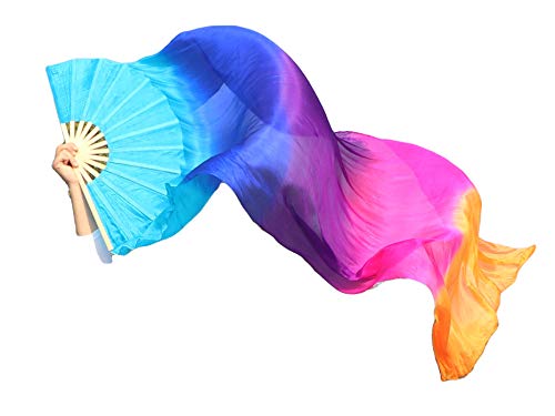 Voile d'éventail en soie de 180 cm réglable à reflets irisés