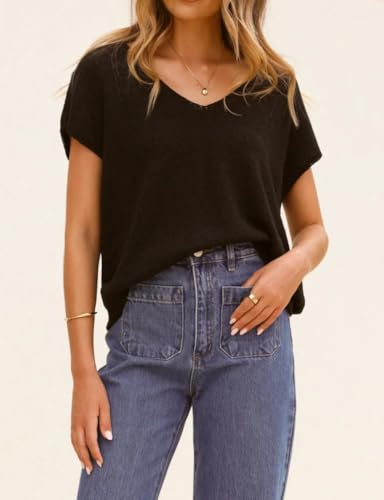 IDEALSANXUN Womens Sweater Vest Spring Summer Casual V Neck Cap Sleeve Sweater Knit Tops2