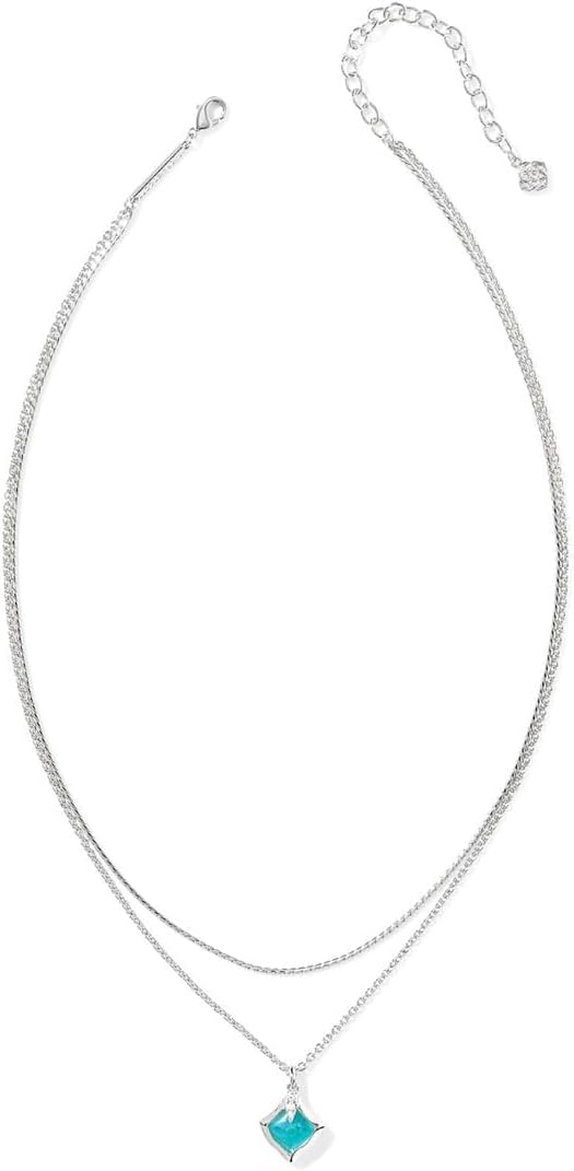 Kendra Scott Womens Joelle Multi Strand Necklace Silver Bright Aqua Illusion One Size