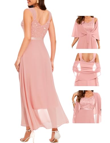 BeryLove Formal Wedding Guest Sequin Mother of The Bride Dress Evening Dresses