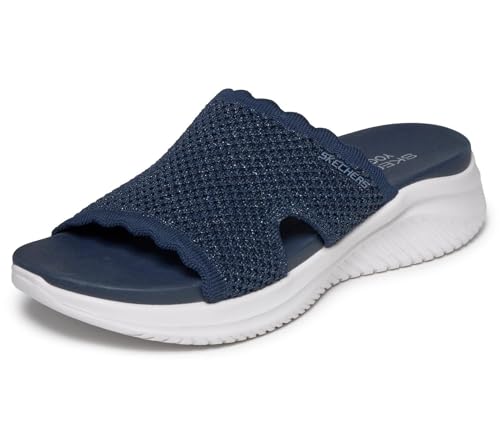 Skechers Sandali da Donna Ultra Flex 3.0 Bring IT Flat, Blu Navy, 38