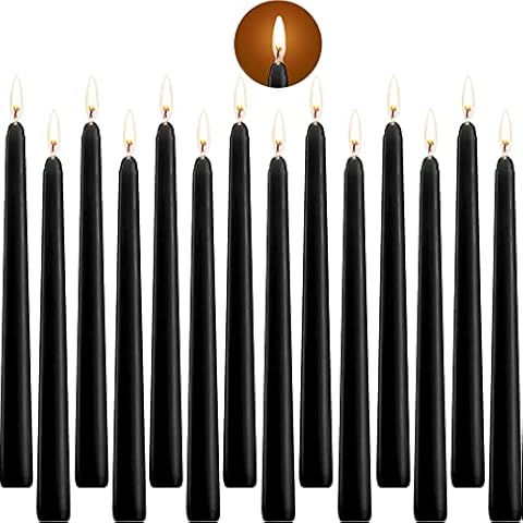 BEYAOBN Tall Taper Candles 14 Pack, Conical Candles 10 Inch Tall Wedding Dinner Candle Set Ivory Dripless, Black Dripless, Unscented Dinner Candle Paraffin Wax with Cotton Wicks, 8 Hour Burn Time Cover