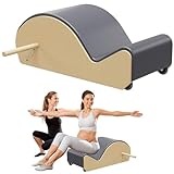 GDMSTIH Wooden Gray Pilates Arc with Spine Corrector for Core Strengthening Back Pain Relief, Pilates Spinal Corrector Arch Barrel for Back Flexibility，at Home Reformer Pilates Posture