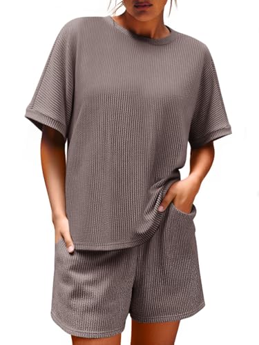 Image of Imily Bela Womens 2 Piece Outfits 2025 Oversized Summer Short Sets Casual Beach Ribbed Short Sleeve Matching Set