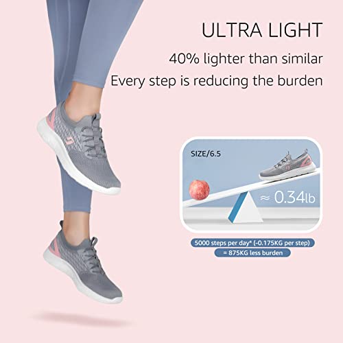 Stq Slip On Walking Shoes For Women Fashion Sneakers Comfort Casual Supportive Lightweight Medium Grey Pink Size Us 6.5 #TOP3