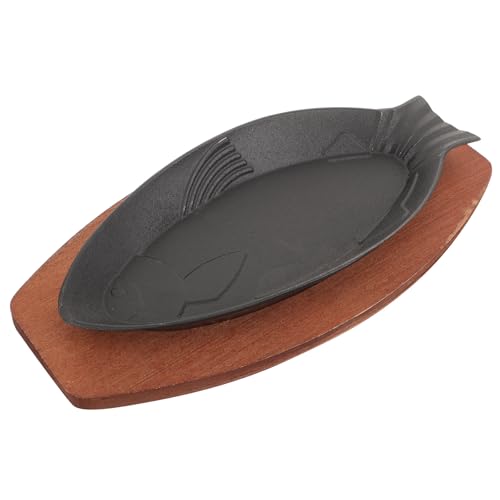 NUOBESTY Sartén para Asar Pescado Antiadherente 30,5X13,5 CM Hierro Fundido Calentamiento Uniforme 3,5 CM Profundidad para Cocinar en Casa y Barbacoa