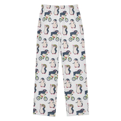 ZZXXB Penguin Bike Boys Long Pants Soft Trousers Elastic Waist Kids Lounge Bottoms with Pockets S-XL