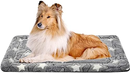 EMPSIGN Large Dog Bed Washable Reversible Cool and Warm Dog Mat Mattress for Dog Crate Pet Bed High Density Foam, Grey, 107x71x2.8cm