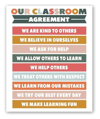 Student Behavior Metal Tin Sign Learning Goals Decor 12x8 Inch | Bright print reinforces classroom expectations and responsibili