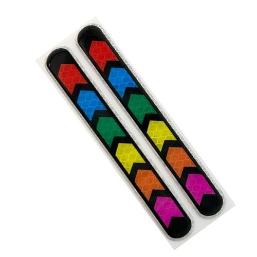 Hugwits 2 PCS Strong Reflective Car Decal, 0.5" x 5.9" Car Rearview Mirror Colorful Reflective Sticker, Nighty Safety Warning Anti-Collision Cars Decor Sticker, Universal for Most Cars