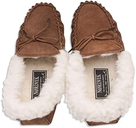 Nordvek Sheepskin Womens Slippers - Warm Wool Lined Moccasins - Soft Suede Sole # 418-100 Chestnut | Image 3