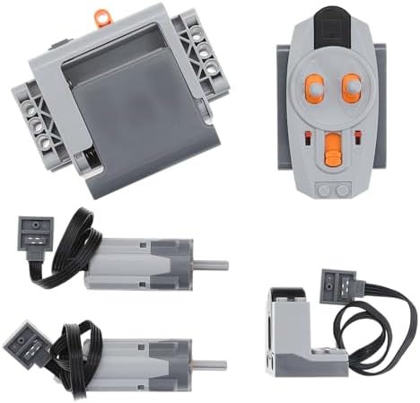 5-in-1 Technic-Motor-Kit Compatible with Lego, Power-Functions-Set Building Blocks M Motors, IR Remote Control, IR Receiver, AA Battery Box