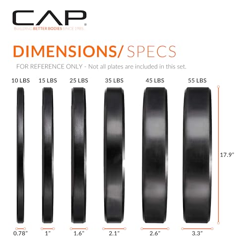 image for CAP Barbell 100 lb Economy Olympic Plate Set with Compact Plate Rack &