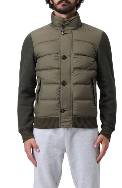 WOOLRICH -CFWOSW0145MRUT2849-Chaqueta híbrida de mezcla de lana y acolchada en la parte delantera (L), verde oscuro