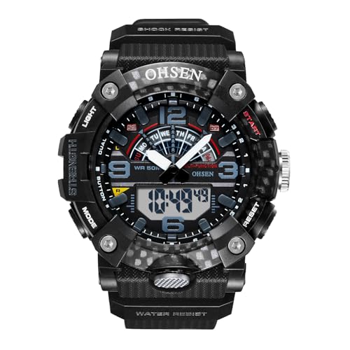 アナデジ スポーツ腕時計 スポーツウォッチ メンズ 防水: シリコン ゴムベルト LED クオーツ 軍用 戦術 腕時計 カレンダー 曜日 アラーム クロノグラフ メンズ アクセサリー - 誕生日 記念日 クリスマス バレンタインデー プレゼント