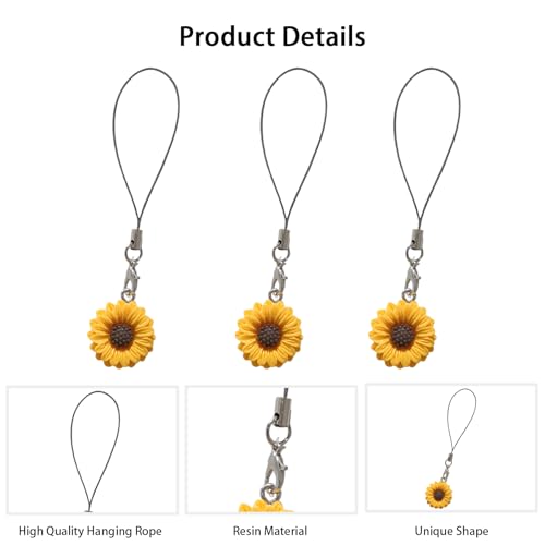 Image of 8 Pieces Phone Charms, Sunflower Charms for Phone Case, Cute Bag Charms for Handbags, Phone Accessories for Girls, Mobile Keychain, Aesthetic Keychains for Women