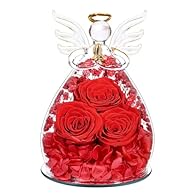 Angel Design: Beferr glass angel is handmade by skilled craftsmen, delicate and elegant, with three eternal roses carefully placed inside, symbolizing eternal love and protection. The glass material is crystal clear, perfectly blending with the real ...