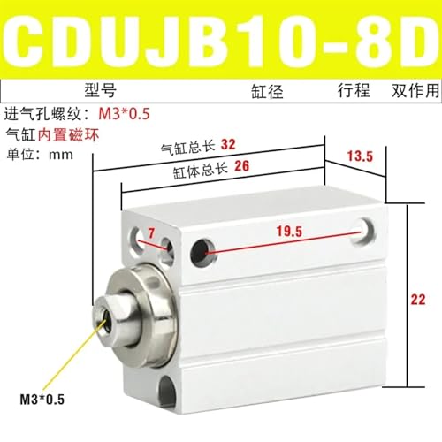 Cilindro CUJB10-8D mini de montaje libre neumático SMC compatible 3