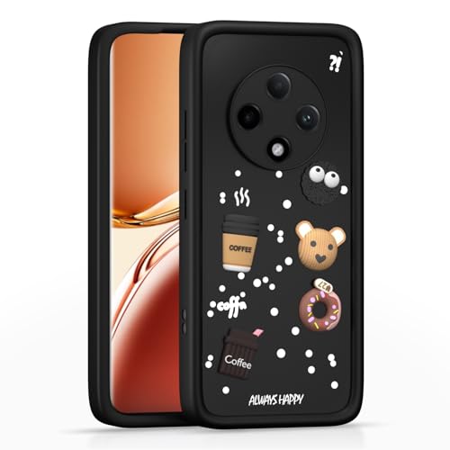 Image of Pikkme Back Cover for Oppo F27 Pro Plus 5G | Cute Fun Cartoon 3D Bear Silicone Full Body Protection Bumper Case (Black)