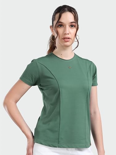 Image of STELLERS Womens Spiumo Cotton Solid Crew Neck T-Shirt Regular Fit | Odour Resistant | Quick Dry | Stretchable | Lightweight