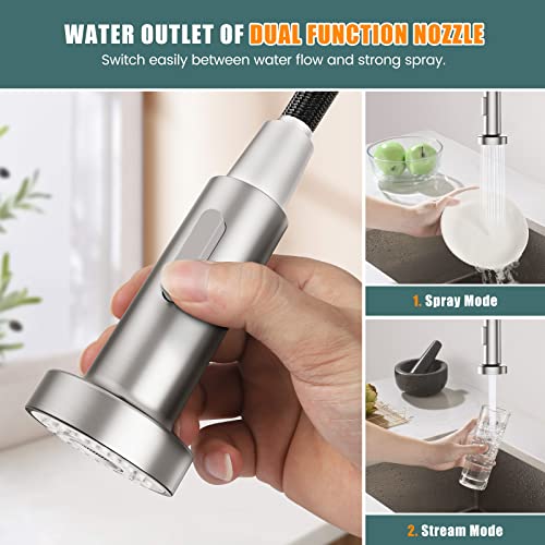 Kitchen Faucet With Pull Down Sprayer, Kitchen Sink Faucets High Arc Stainless Steel Commercial Industrial Spring Single Handle One Hole Kitchen Faucet For Farmhouse Camper Laundry Utility Rv #TOP3