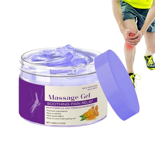 Gel de Masaje | Crema Aliviante Deportiva | 100g Gel Calmante para Músculos y Articulaciones en Espalda Rodillas Pie Hombros Cuello Mano Tobillo Caderas Codos y Zona Lumbar