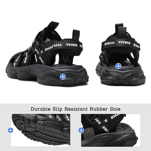 Image of JMFCHI Boys Girls Kids Closed Toe Sports Sandals Summer Water Shoes | Little /Big Kid,Comfortable lightweight,Non-slip soft sole,Hook-and-loop closure,Easy wear,Anti-collision toe,Daily casual