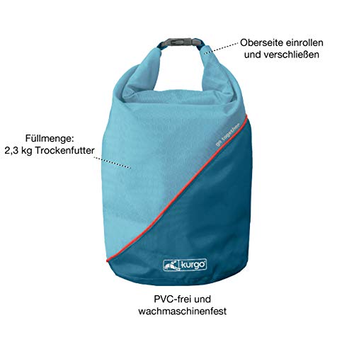 Kurgo K81013 Hunde Futterbeutel, Hundefutter Reisetasche, Hundefutter Tasche, Futterbeutel Hundetraining - Blau, 118 g