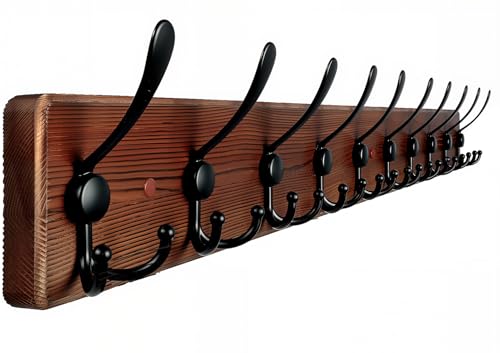 Homagic Large Coat Rack Wall Mount 38.6'' Rustic Wood Coat Rack Hook Long Coat Hooks Wall Mount Farmhouse Wall Hooks for Hanging Coat, Bags, Towels