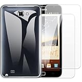 Shantime Coque avec 2 pièces Protection Compatible avec Samsung Galaxy Note N7000 i9220, Étui Antichoc + Verre Trempé pour Sécurité Totale(Transparent)