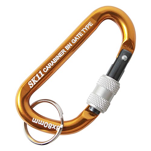 SK11 ロックカラビナ 脱落防止・ネジロック機能 BN ゴールド