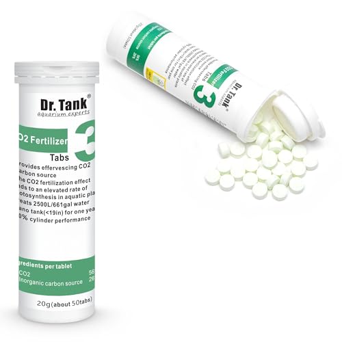 Dr. Tank 3 CO2 Fertilizer - Aquarium Plant Fertilizer Root Tabs with CO2 and Carbon - Enhances Photosynthesis for Rapid Plant Growth for Aquatic Plants - 50 Tablets