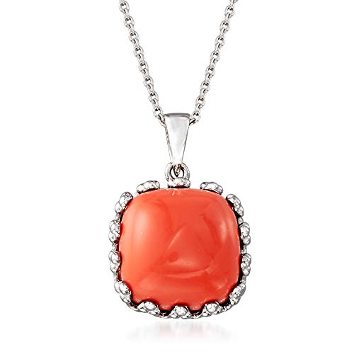 Ross-Simons Coral Crown-Style Pendant Necklace in Sterling Silver