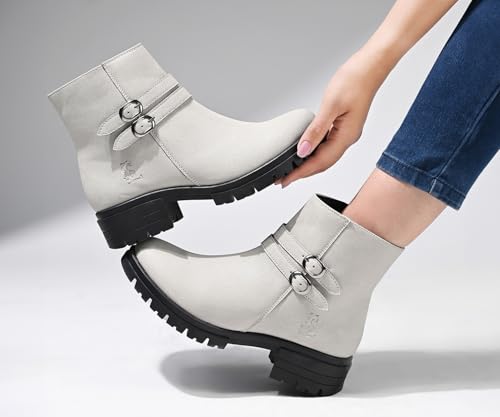 Image of LOUIS STITCH Women's Mid-Top Ankle Boots | Elegant Buckle Chelsea Boots with Zipper| Slip-On Boots for Women | Boot for Casual Outings| LSLD-CLBT