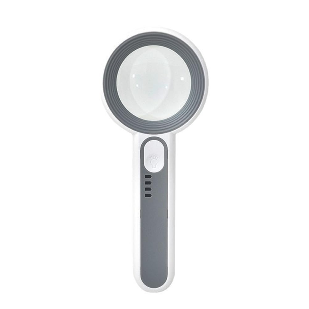 Jnchdghwa Handheld Rechargeable Magnifier 3 Lighting Modes Illuminated 65mm LED Magnifying Glass for Seniors Reading Glasses
