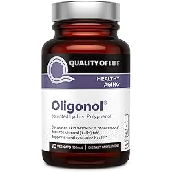 Quality of Life Oligonol Premium Anti Aging Supplement - Promotes Cardiovascular Health, Circulation & Youth, Includes Antioxidants - Lychee Fruit Extract - 30 Vegicaps