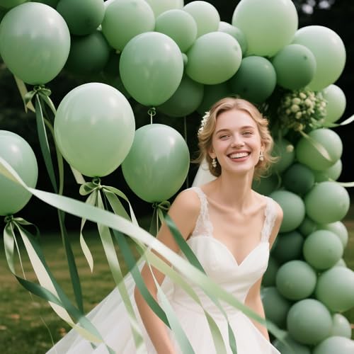 Image of 200pcs Sage Green Balloons 5 Inch, Small Mini Latex Balloons for Party Birthday Baby Shower Anniversary Festival Arch Garland Decoration