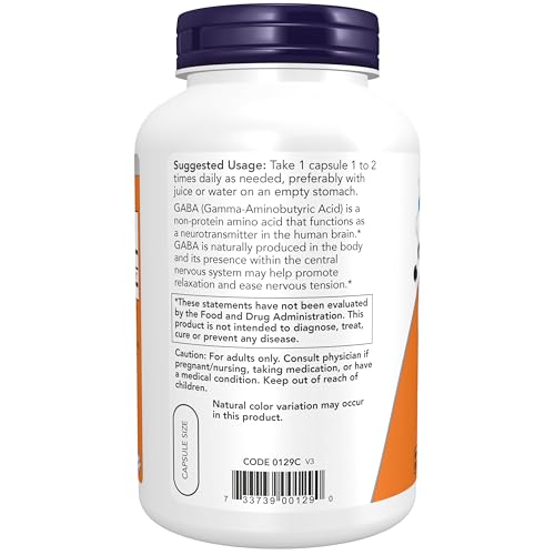 NOW Foods GABA, 750mg - 200 vcaps